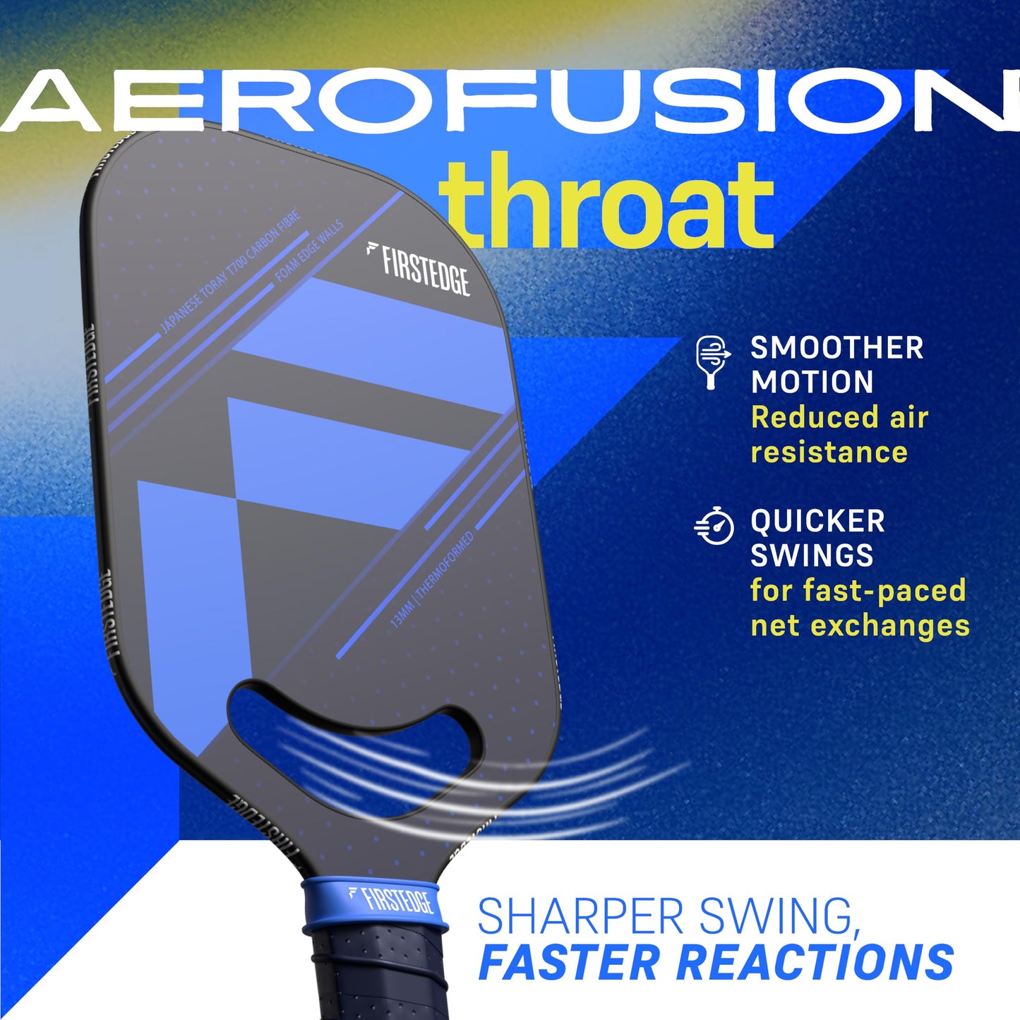 FirstEdge AeroFusion Japanese Toray T700 Carbon Fibre Edgeless Premium Thermoformed Pickleball Paddle (With Cover)