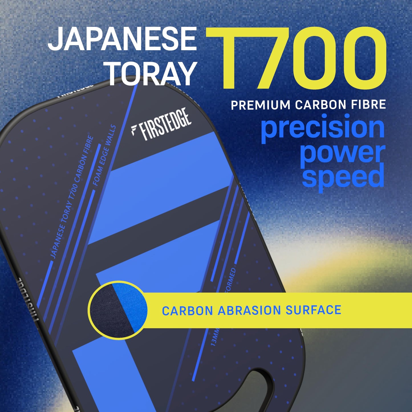 FirstEdge AeroFusion Japanese Toray T700 Carbon Fibre Edgeless Premium Thermoformed Pickleball Paddle (With Cover)