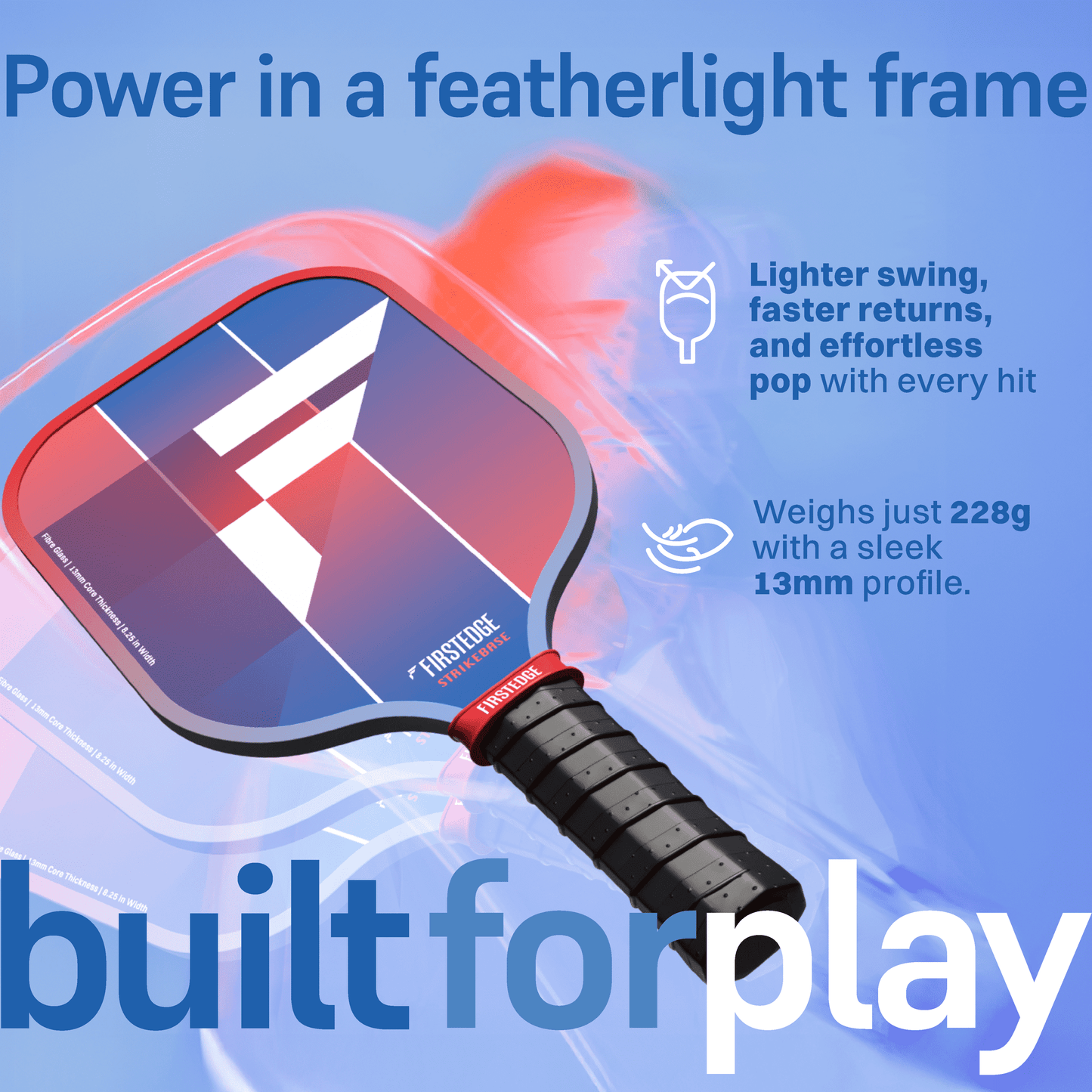 FirstEdge StrikeBase Fibreglass Grit Painted Pickleball Paddle