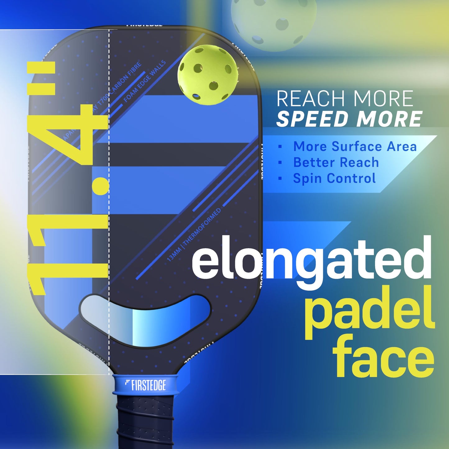 FirstEdge AeroFusion Japanese Toray T700 Carbon Fibre Edgeless Premium Thermoformed Pickleball Paddle, 2 Balls, Overgrip, Eraser (Gift Set)