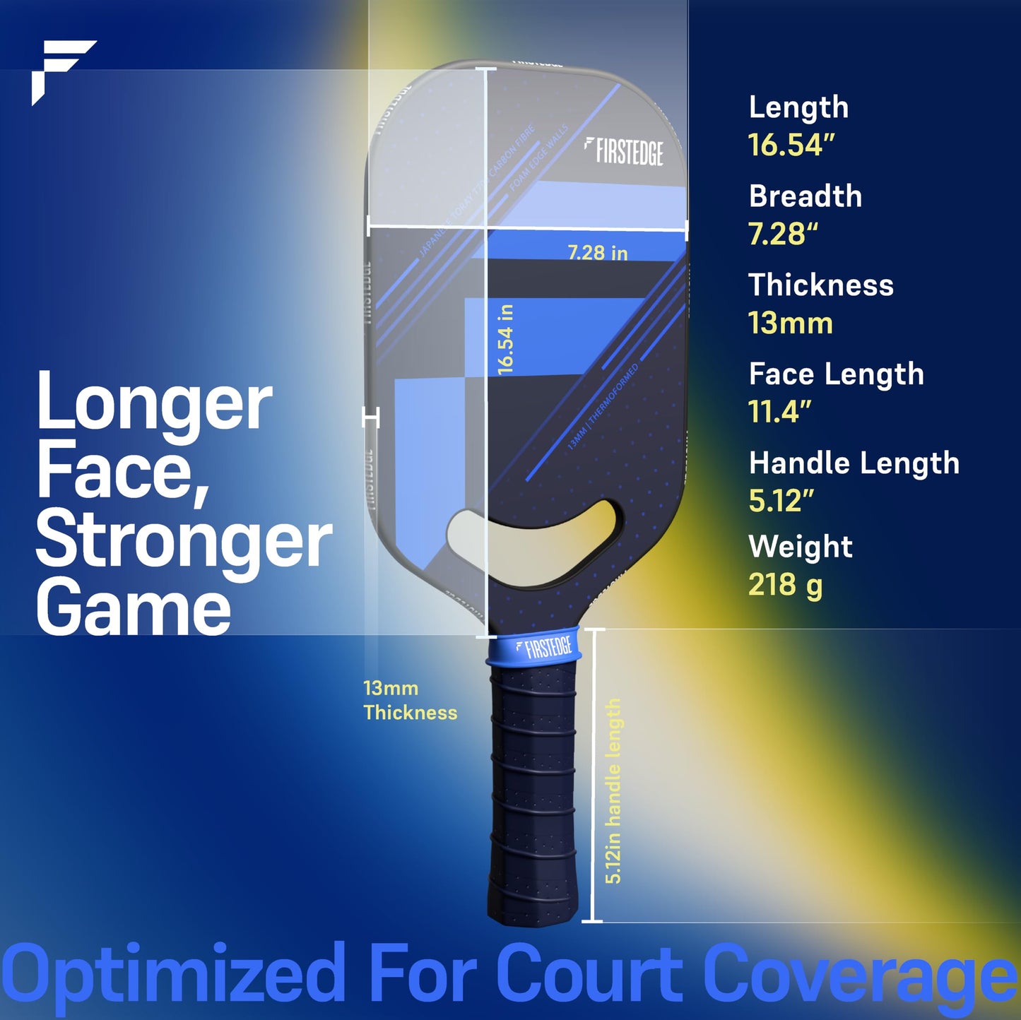 FirstEdge AeroFusion Japanese Toray T700 Carbon Fibre Edgeless Premium Thermoformed Pickleball Paddle, 2 Balls, Overgrip, Eraser (Gift Set)