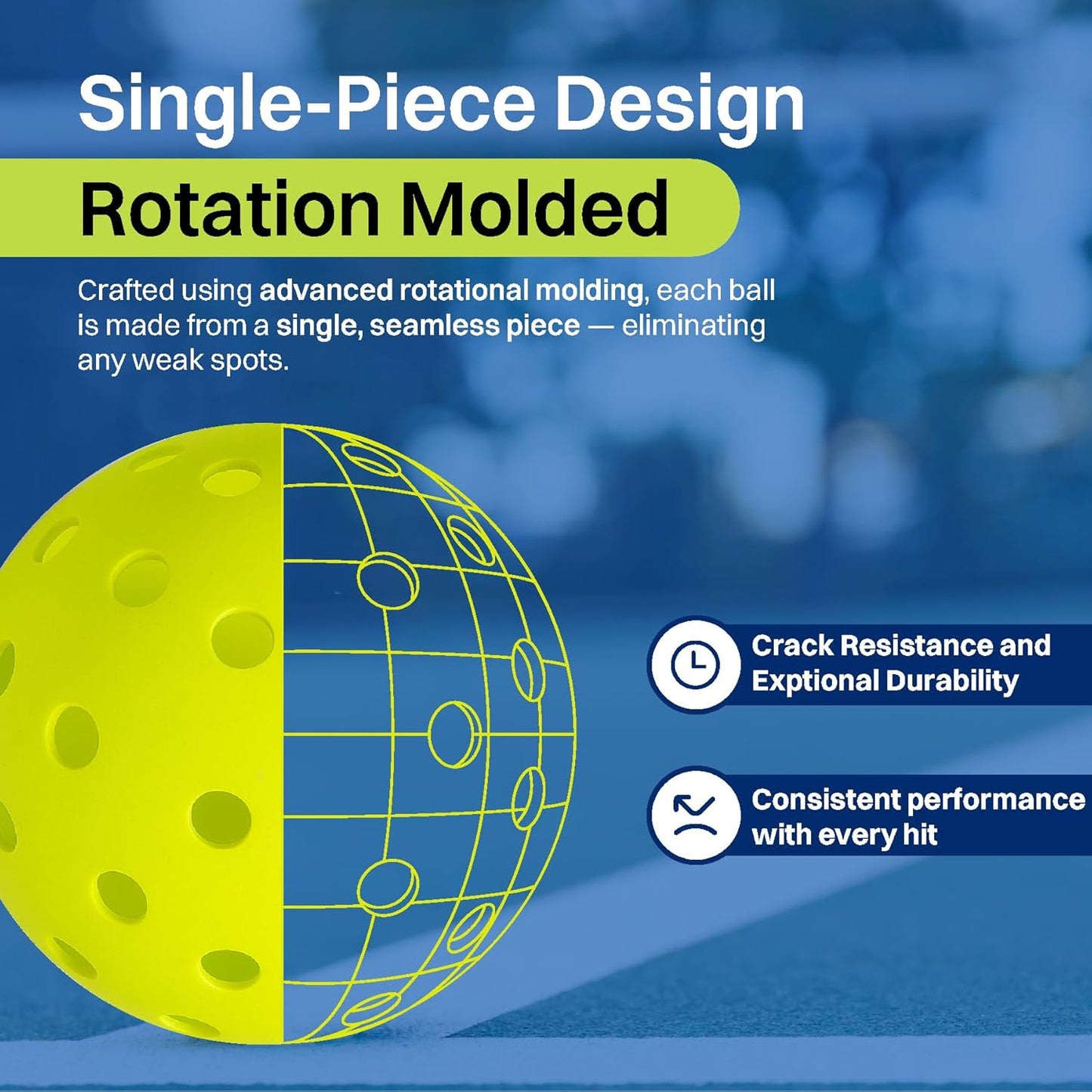 FIRSTEDGE PRO 40 Pickleball Outdoor Balls (Set of 3) | Single-Piece Rotational Molded | 40-Hole Design | Durable High Performance Balls for All-Weather Play