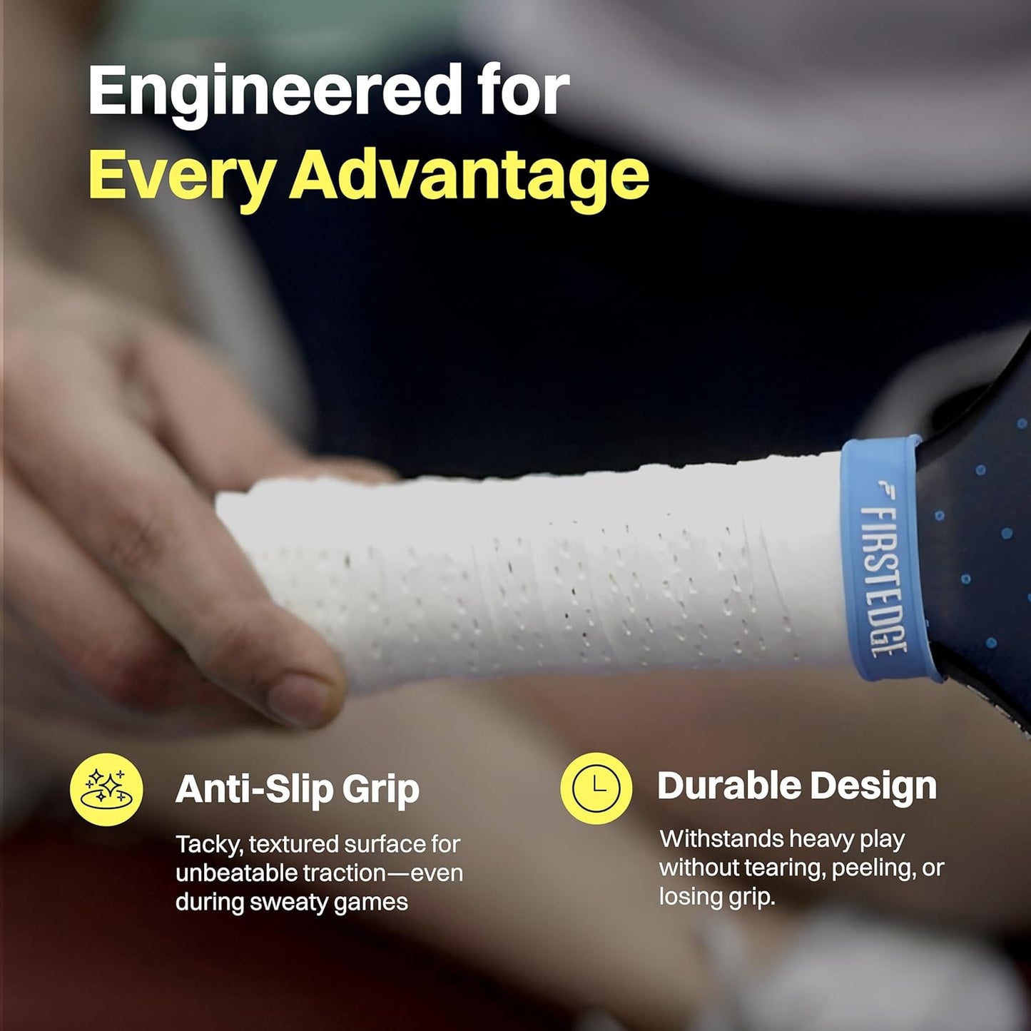 FirstEdge Zeroslip Universal Overgrips - Suitable for Pickleball, Padel, Tennis, Badminton & Squash (Pack of 3)