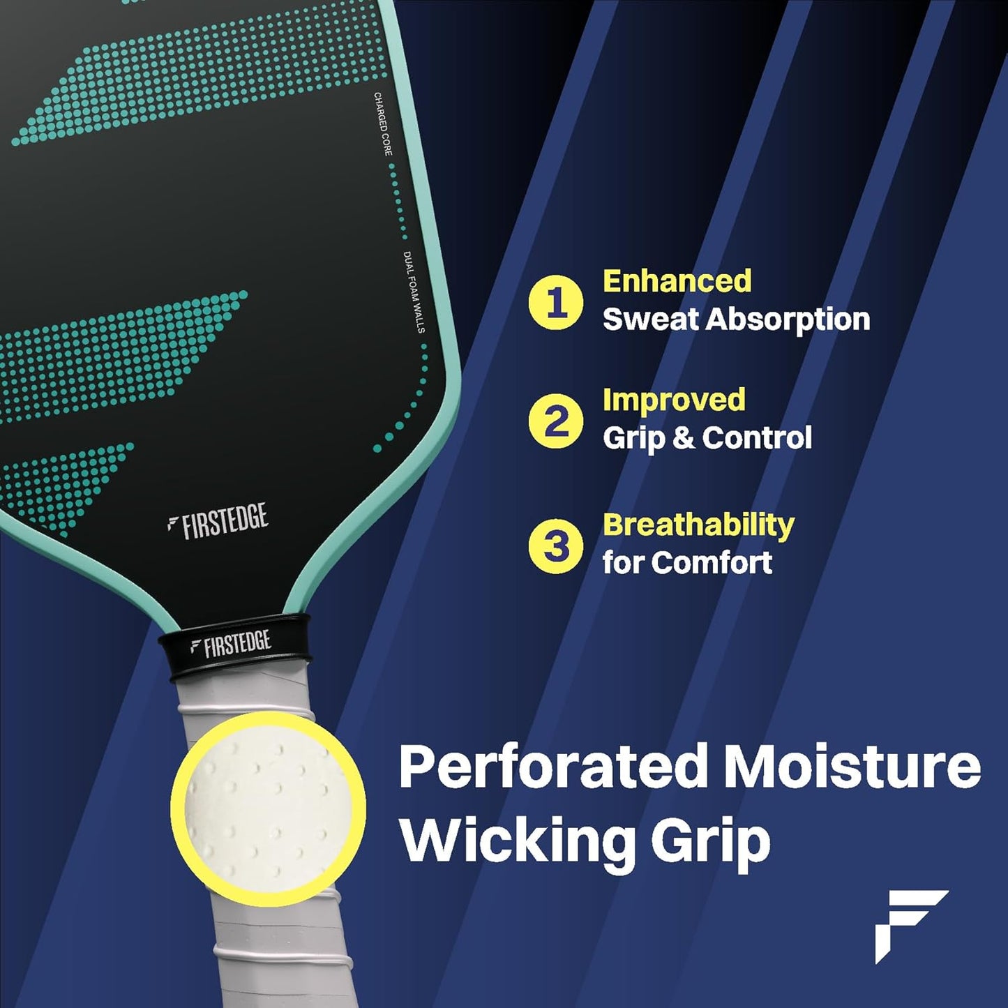 FirstEdge Zeroslip Universal Overgrips - Suitable for Pickleball, Padel, Tennis, Badminton & Squash (Pack of 3)