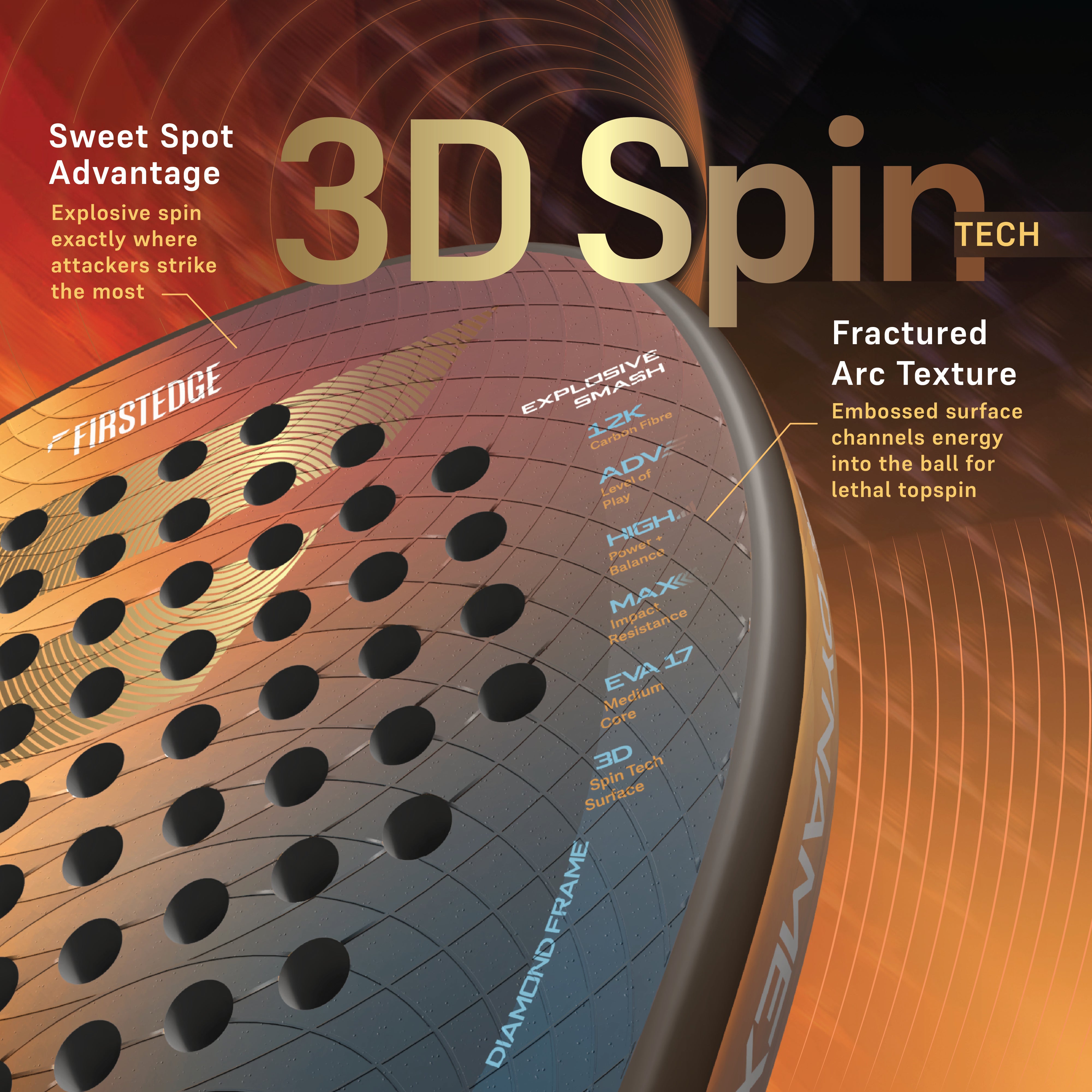 ⁠⁠Dynamex 12K Carbon Fibre Padel Racket