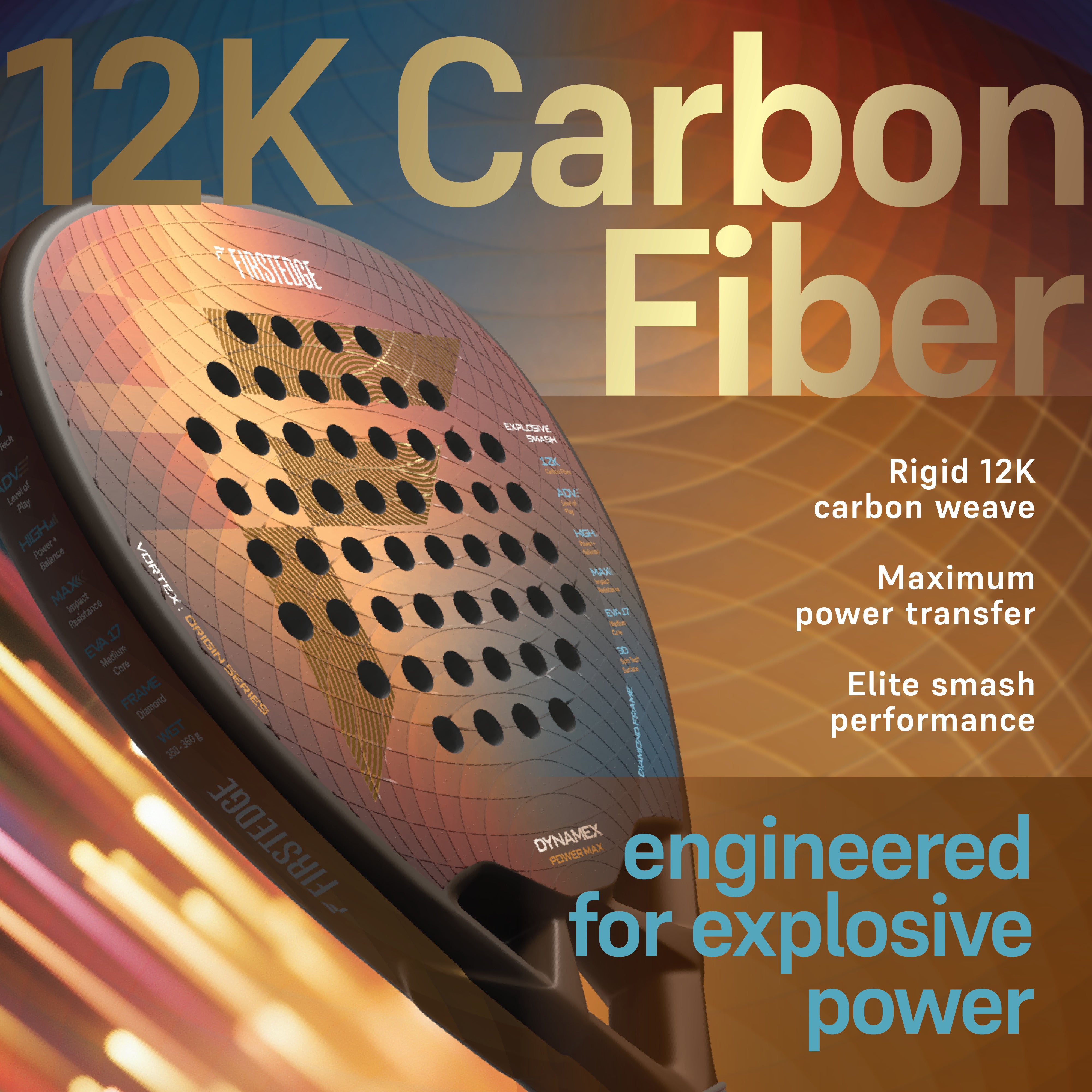⁠⁠Dynamex 12K Carbon Fibre Padel Racket