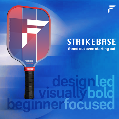 FirstEdge StrikeBase Fibreglass Grit Painted Pickleball Paddle Set of 2 with 2 Outdoor Balls & Cover