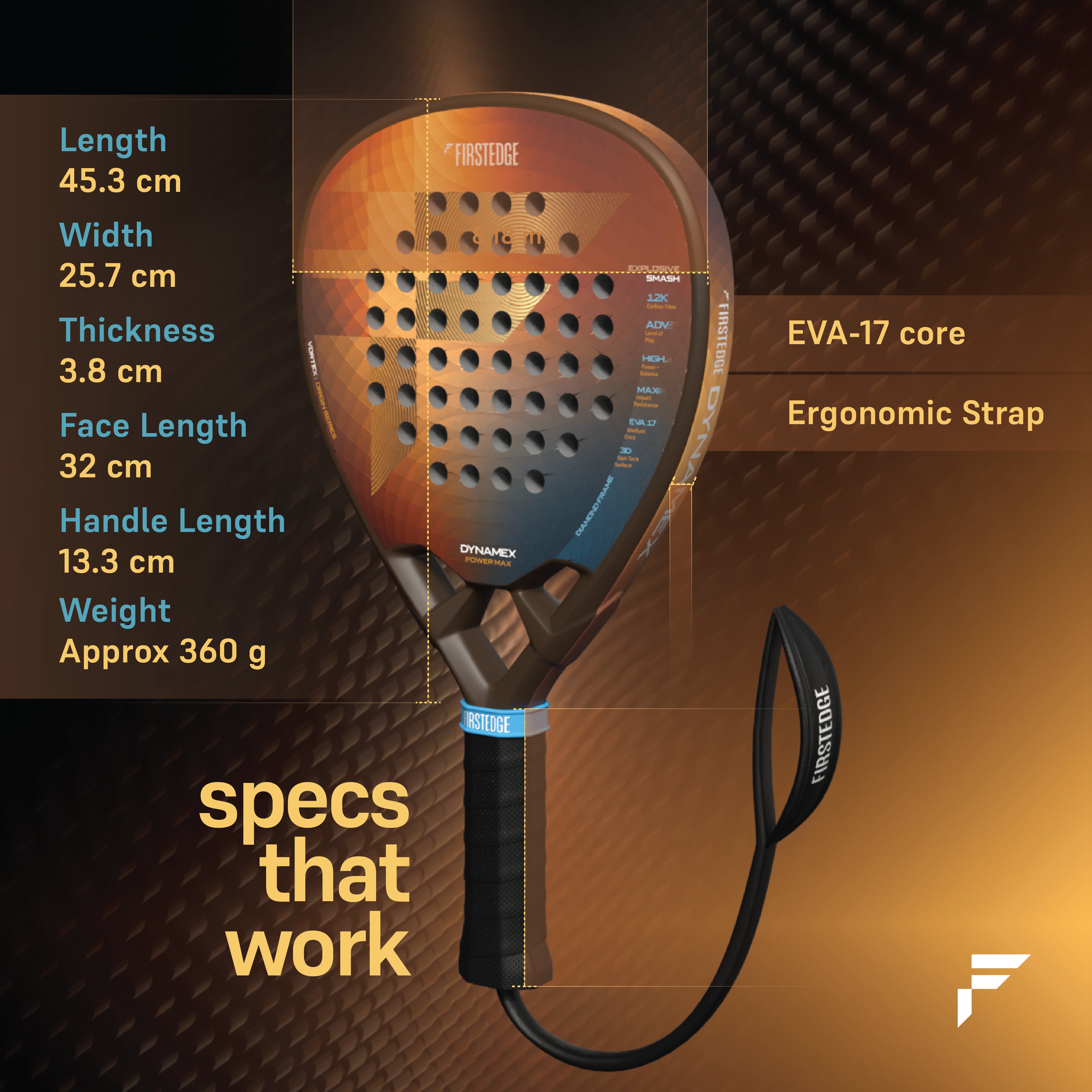 ⁠⁠Dynamex 12K Carbon Fibre Padel Racket