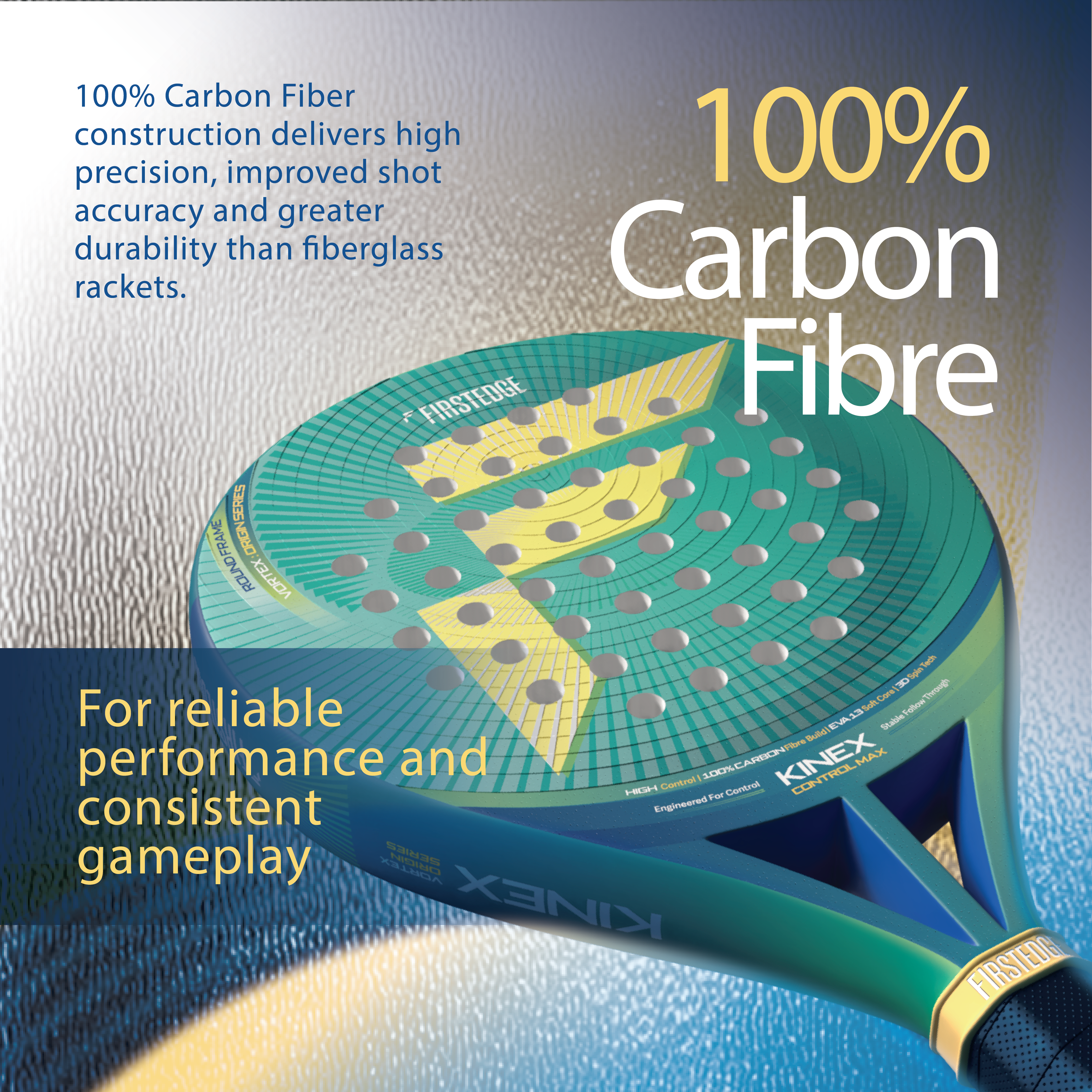 Kinex 100% Carbon Fibre Padel Racket