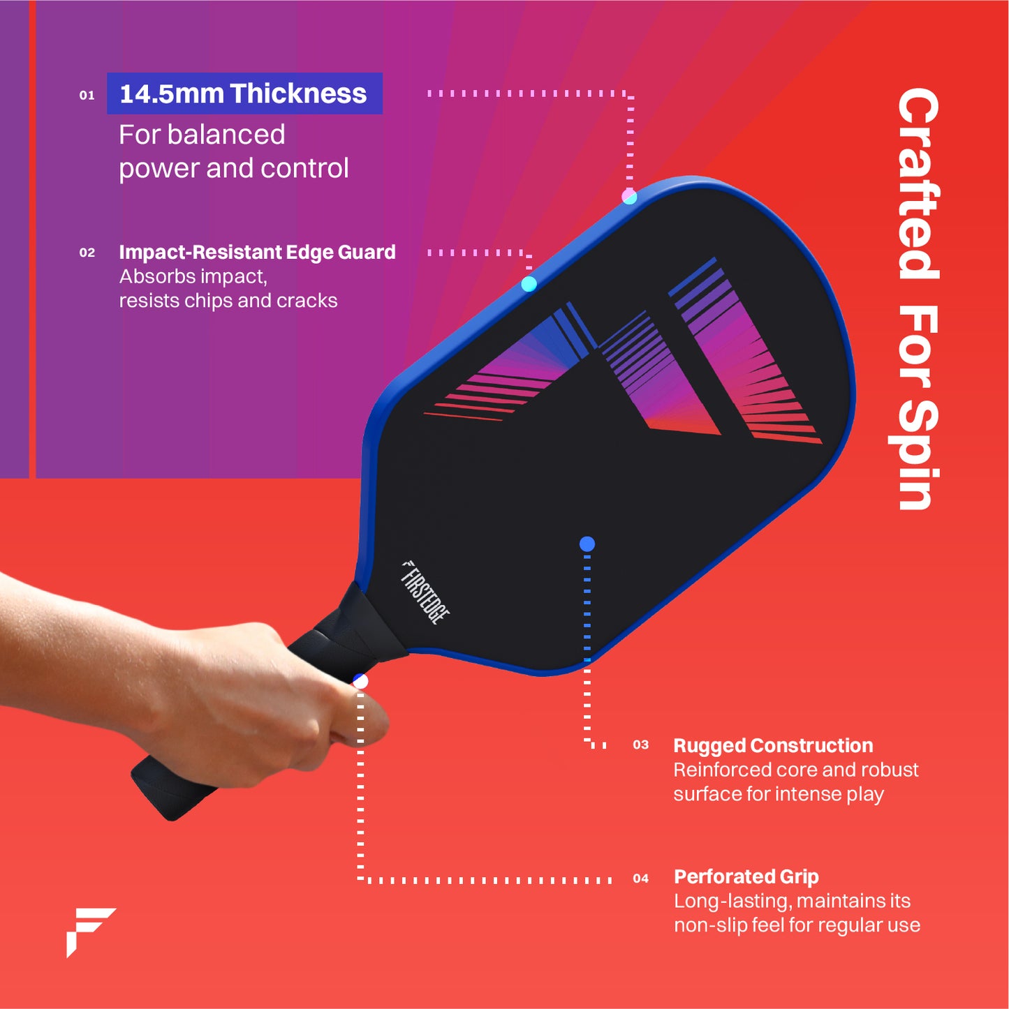 FirstEdge T700 RAW (Textured) Carbon Fibre Pickleball Paddle with Cover