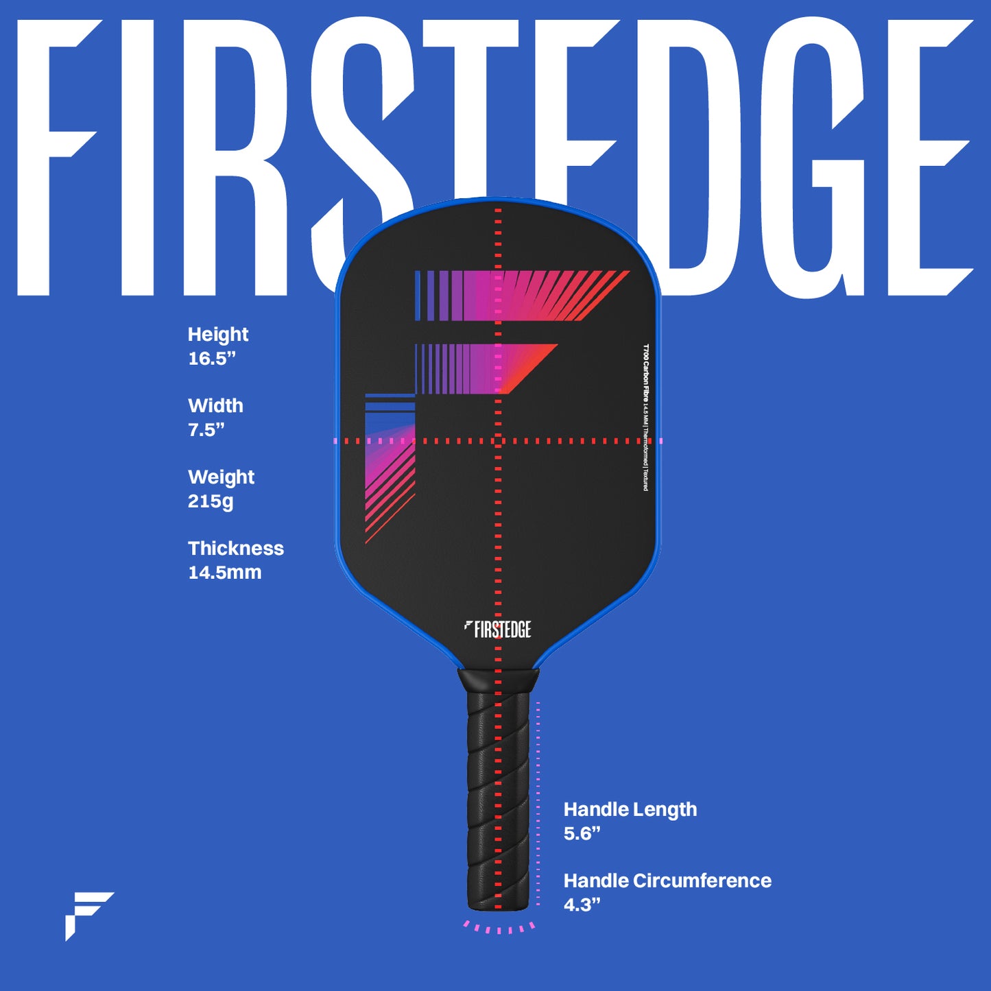 FirstEdge T700 RAW (Textured) Carbon Fibre Pickleball Paddle with Cover